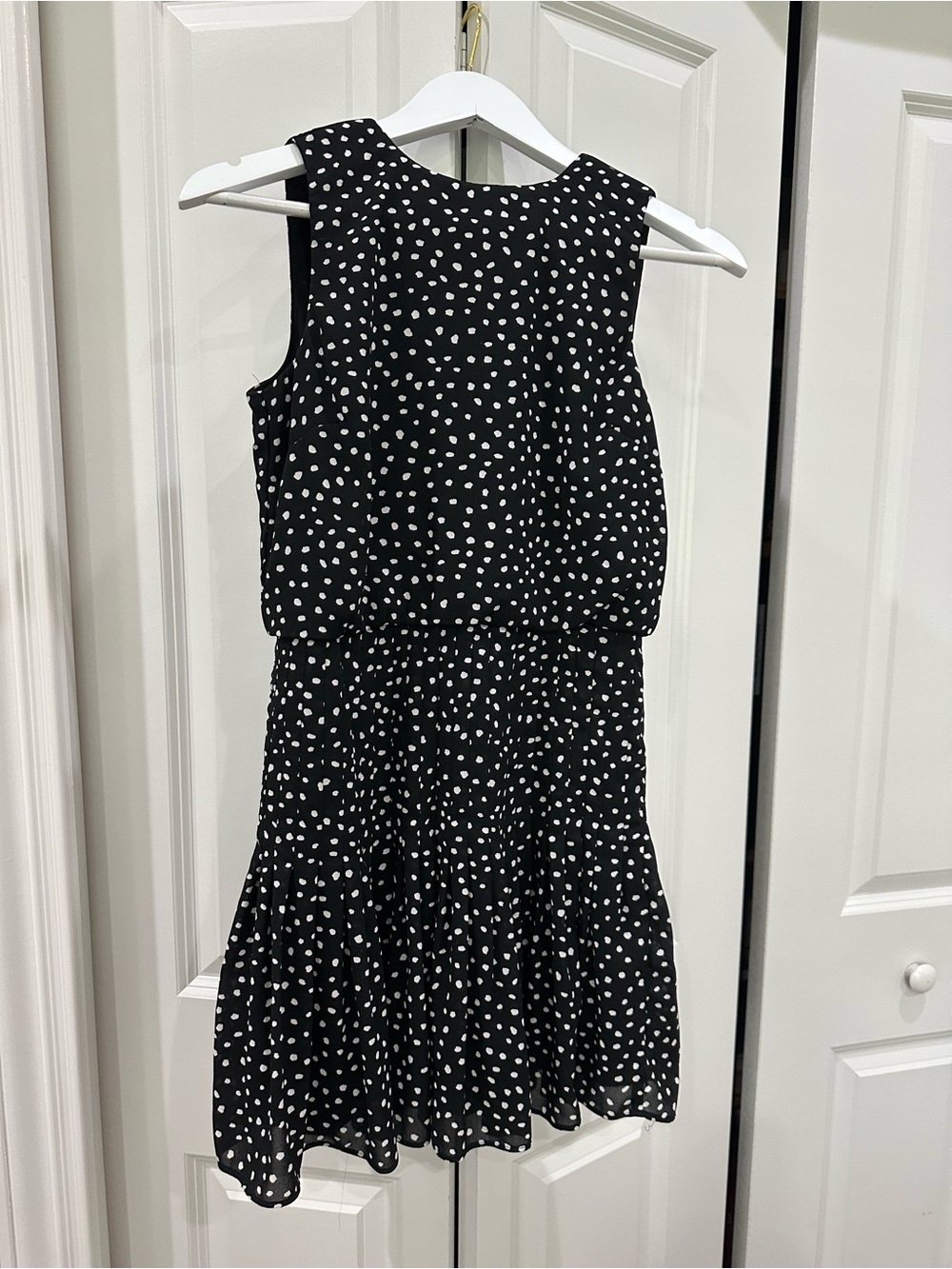 Ann Taylor Black Dress with White Polka Dots